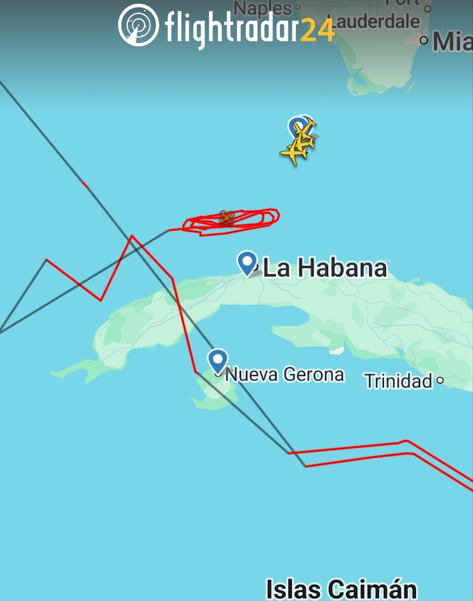 Captura de la trayectoria del dron en el Caribe.