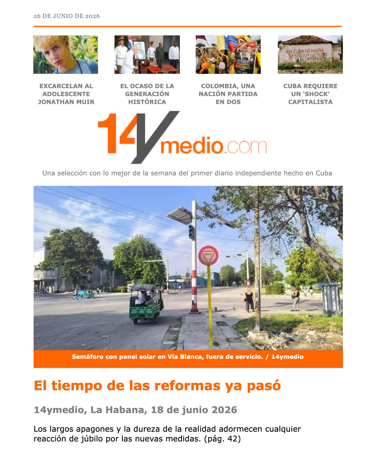 Edición impresa del 26 de junio de 2026