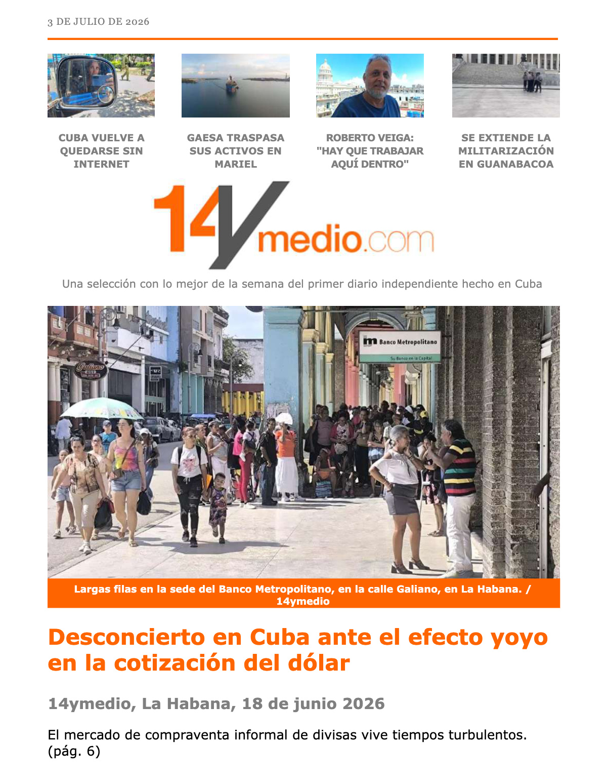 Edición impresa del 3 de julio de 2026