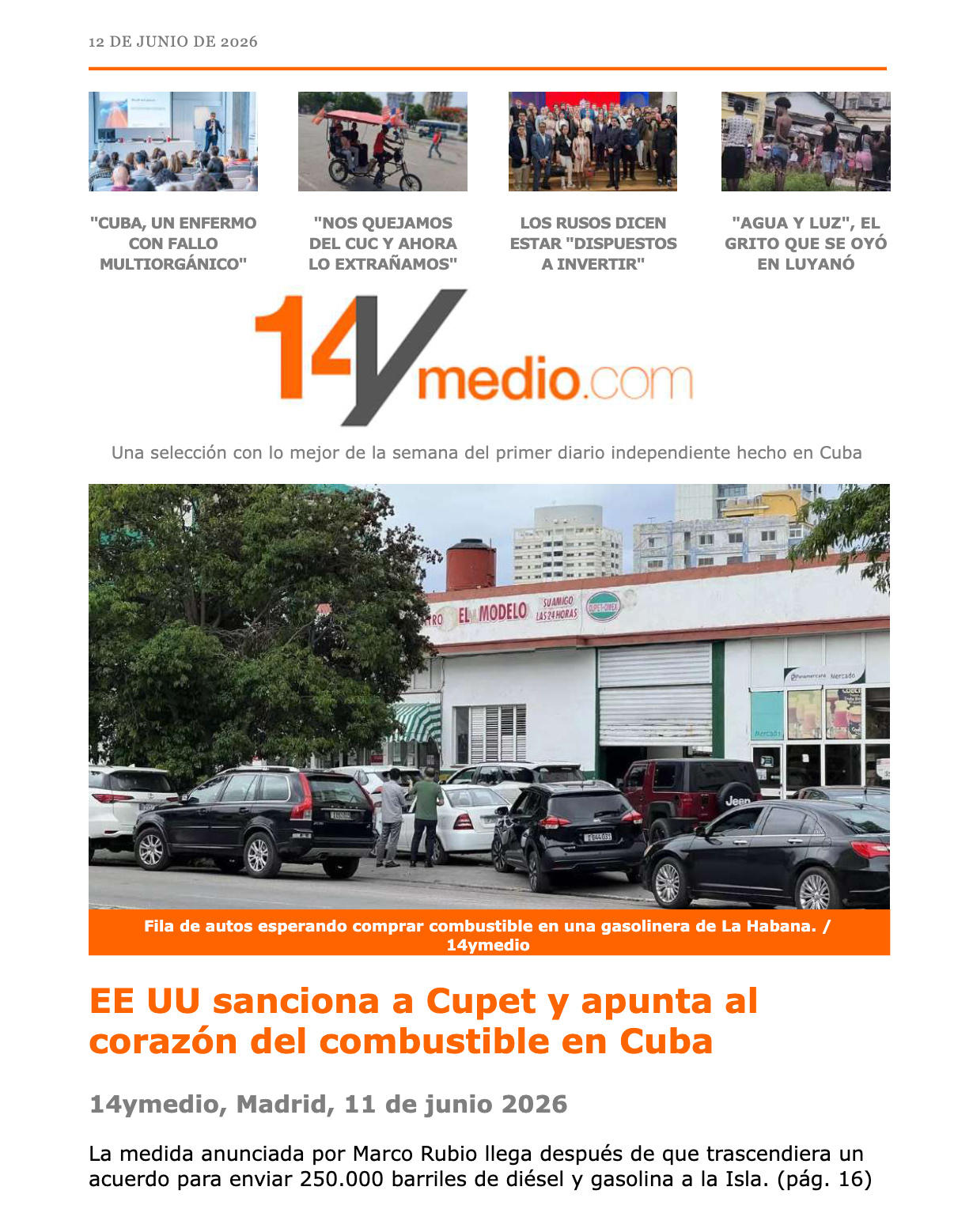 Edición impresa del 12 de junio de 2026